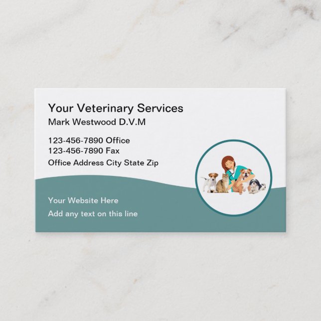 Modern Veterinarian Business Cards (Front)