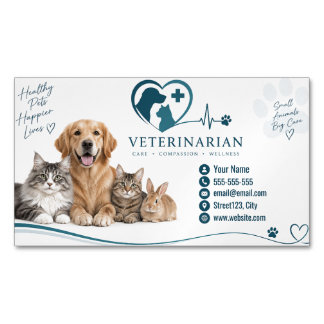 Modern Veterinarian Custom Magnetic Business Card