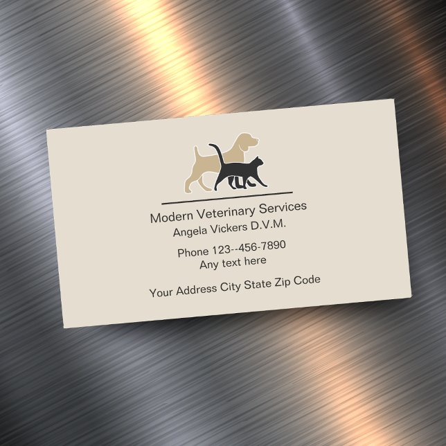 Modern Veterinarian Design Magnetic Business Card (Creator Uploaded)
