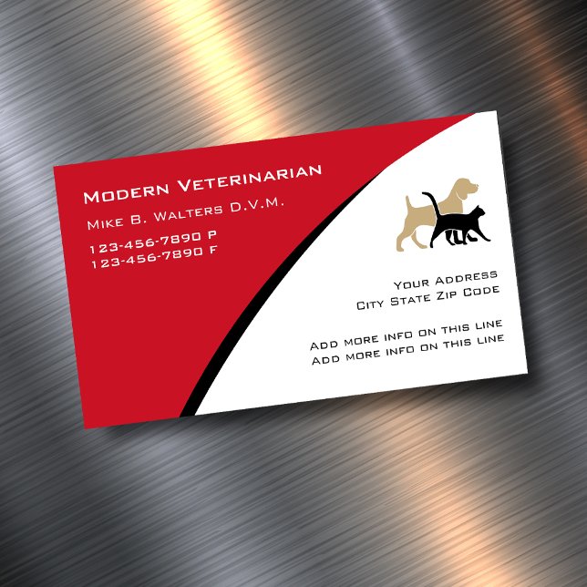 Modern Veterinarian Magnetic Business Cards (veterinarian magnetic business cards)
