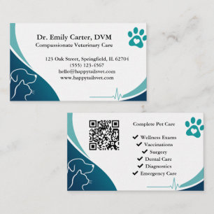 Modern Veterinary Business Card With QR Code