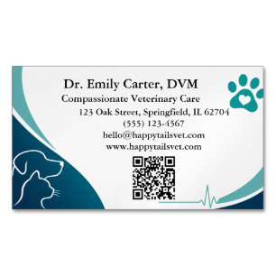 Modern Veterinary With QR Code Magnetic Business Card