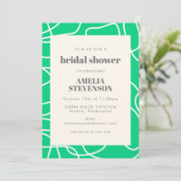 Modern Vibrant Abstract Green Unique Bridal Shower