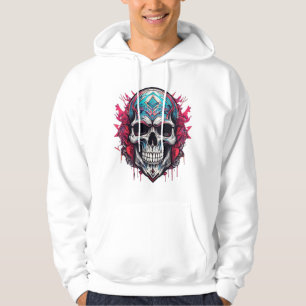 Modern Vibrant Artistic Smiling Sugar Skull Graphi Hoodie