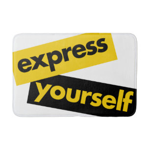 Modern, vibrant, bold graphic of Express Yourself Bath Mat