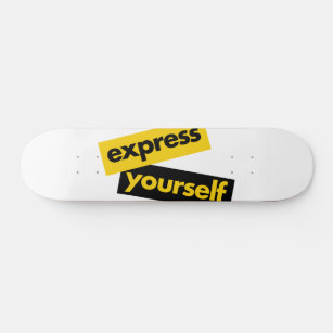Modern, vibrant, bold graphic of Express Yourself Skateboard