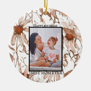 Modern vibrant color mother photo art ceramic tree decoration