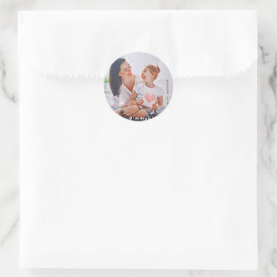 Modern vibrant color mother photo art classic round sticker