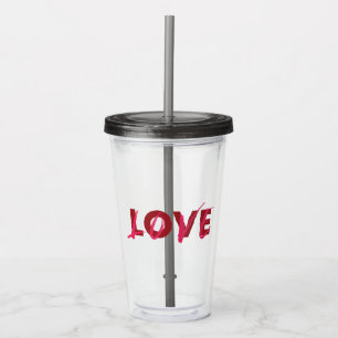 Modern, vibrant, cool, trendy design of Love Acrylic Tumbler