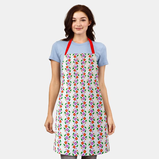 Modern Vibrant Floral Seamless Bright Botanical Apron (Worn)