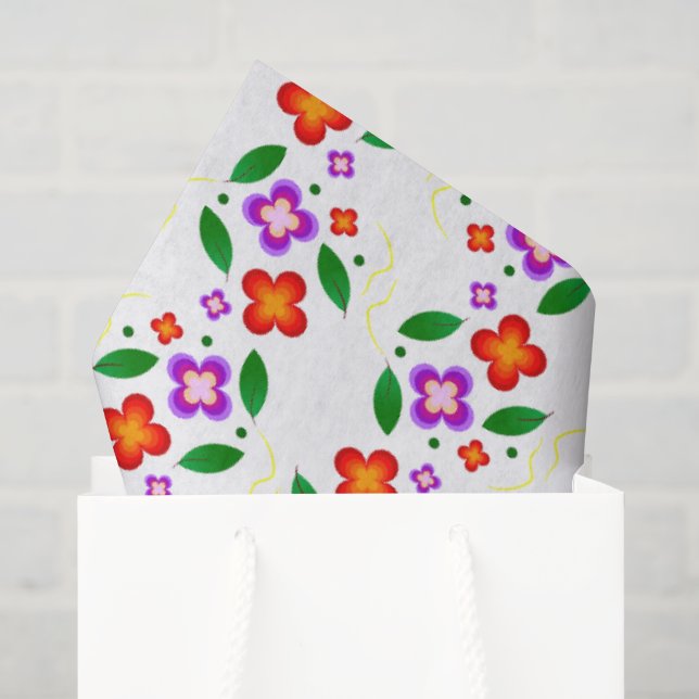 Modern Vibrant Floral Seamless Bright Botanical Tissue Paper (Gift Bag)