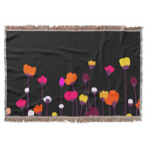 Modern Vibrant Flower Art Throw Blanket