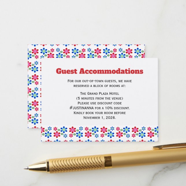 Modern Vibrant Flower Power Wedding Pattern,  Enclosure Card (Front/Back In Situ)