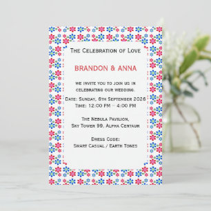 Modern Vibrant Flower Power Wedding Pattern, Invitation