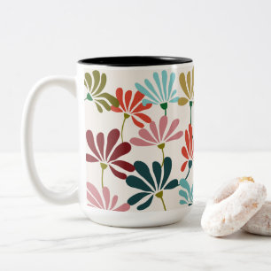 Modern Vibrant Flower Two-Tone Coffee Mug