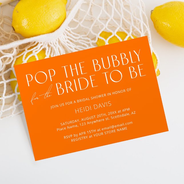 Modern Vibrant Orange Bridal Shower Invitation (Creator Uploaded)