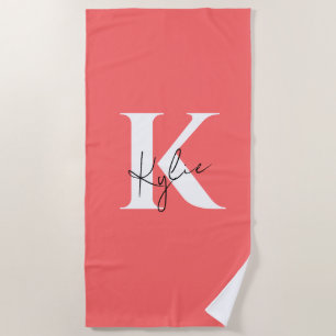 Modern Vibrant Personalised Monogram Name -  Beach Towel