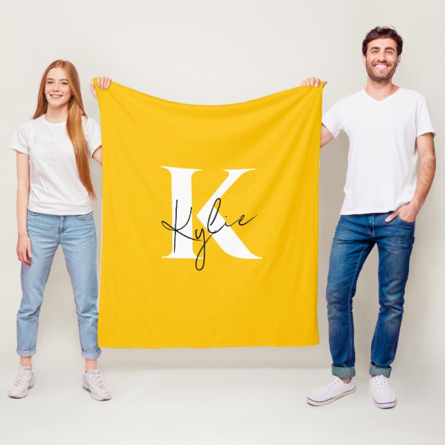 Modern Vibrant Personalised Monogram Name -  Fleece Blanket (In Situ)