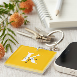 Modern Vibrant Personalised Monogram Name - Key Ring