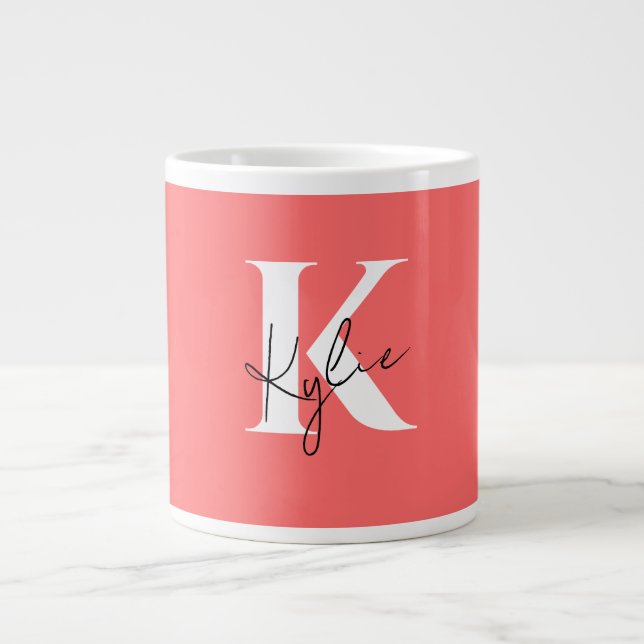 Modern Vibrant Personalised Monogram Name -  Large Coffee Mug (Front)