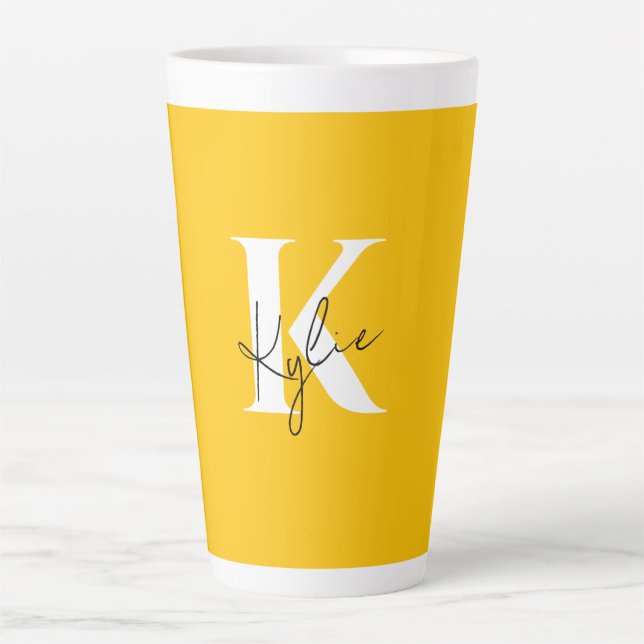 Modern Vibrant Personalised Monogram Name - Latte Mug (Front)