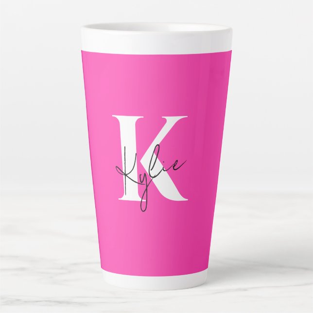 Modern Vibrant Personalised Monogram Name - Latte Mug (Front)