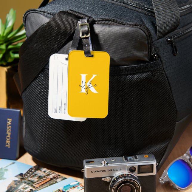 Modern Vibrant Personalised Monogram Name -  Luggage Tag (Front & Back)