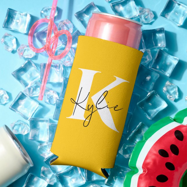 Modern Vibrant Personalised Monogram Name -  Seltzer Can Cooler (In Situ Summer)