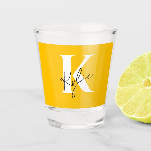 Modern Vibrant Personalised Monogram Name -  Shot Glass (Front)