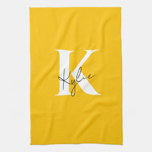 Modern Vibrant Personalised Monogram Name -  Tea Towel