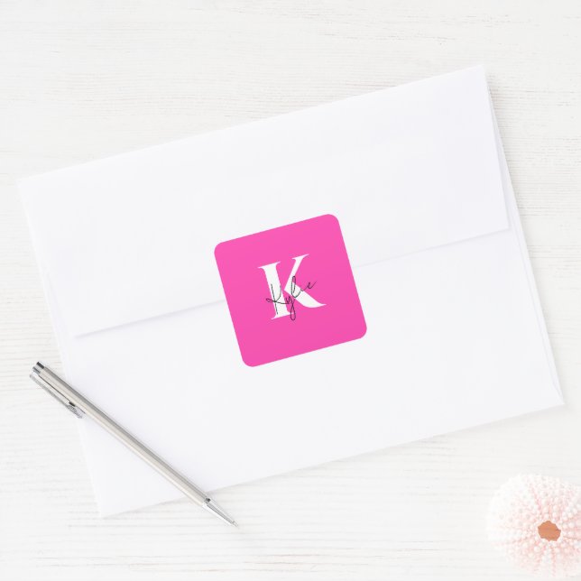 Modern Vibrant Personalised Monogram -  Square Sticker (Envelope)