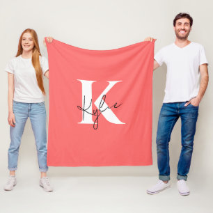 Modern Vibrant Personalized Monogram Name -  Fleece Blanket