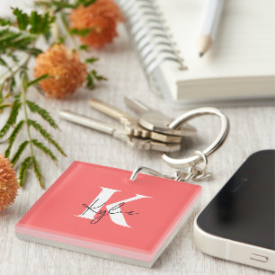 Modern Vibrant Personalized Monogram Name - Key Ring