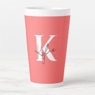 Modern Vibrant Personalized Monogram Name - Latte Mug