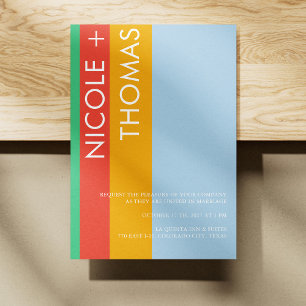 Modern Vibrant Wedding Invitation with Stripes