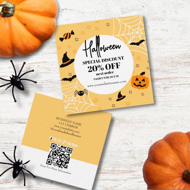 Modern Vibrant Yellow Black Spooktacular Halloween Discount Card (Creator Uploaded)