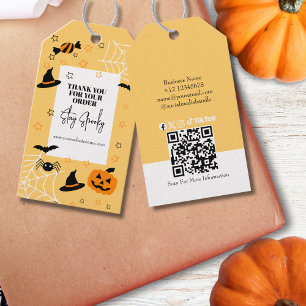 Modern Vibrant Yellow Black Spooktacular Halloween Gift Tags