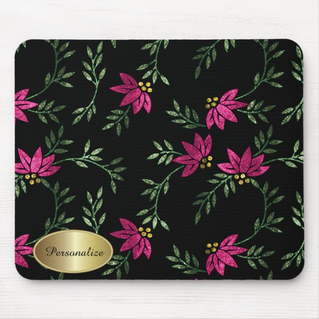 Modern Victorian Floral | Personalise Mouse Pad (Front)
