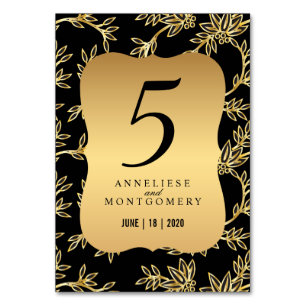 Modern Victorian Gold Floral Table Number