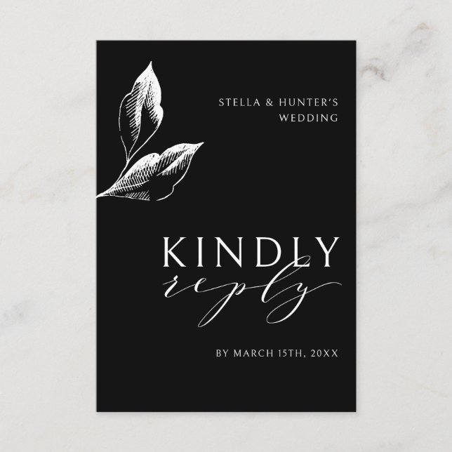 Modern Victorian Monochrome Wedding RSVP Enclosure Card (Front)