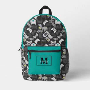 Modern Video Game Gamer Pattern Monogram Printed Backpack