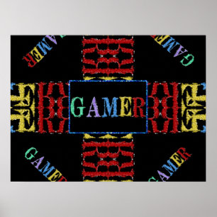 Modern Video Gamer Mosaic Poster