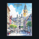 Modern Vienna Austria Watercolor Painting Postcard<br><div class="desc">Vienna Austria Watercolor Painting</div>