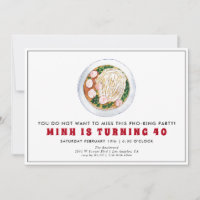 Modern Vietnamese Phở 40th Birthday Invitation