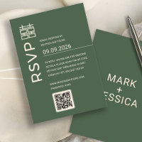 Modern Vietnamese Wedding RSVP card With QR code