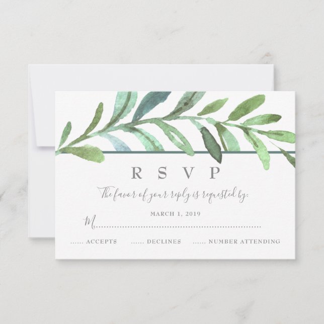 Modern Vines Botanical Wedding RSVP Card (Front)