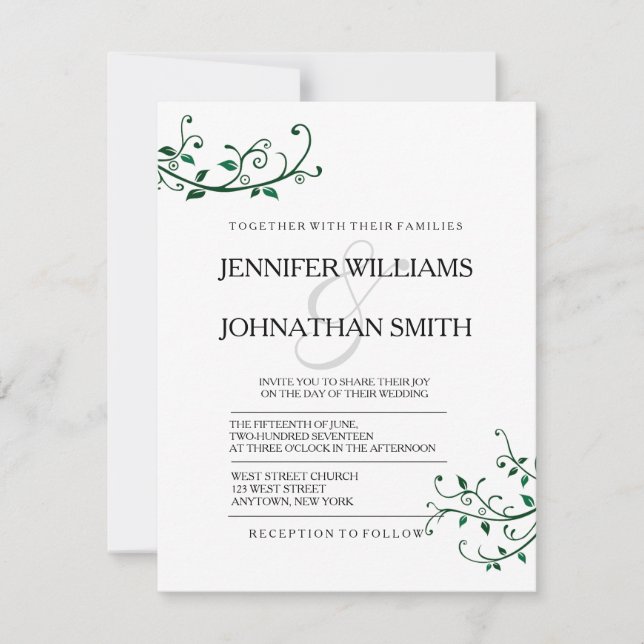 Modern Vines Wedding Invitations (Front)