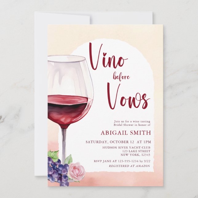 Modern Vino before Vino Bridal Shower Invitation (Front)