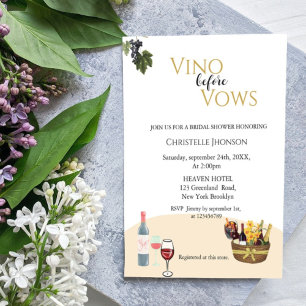 Modern Vino before vows bridal shower invitation