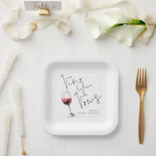 Modern Vino Before Vows Bridal Shower Paper Plate